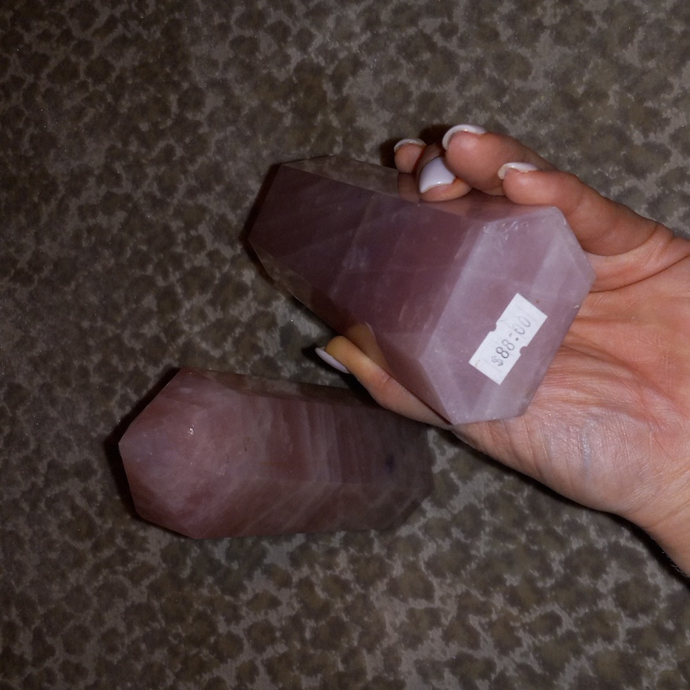 Bohemian Genuine Rose Quartz Crystal Tower set of 2🔮 - Picture 6 of 8